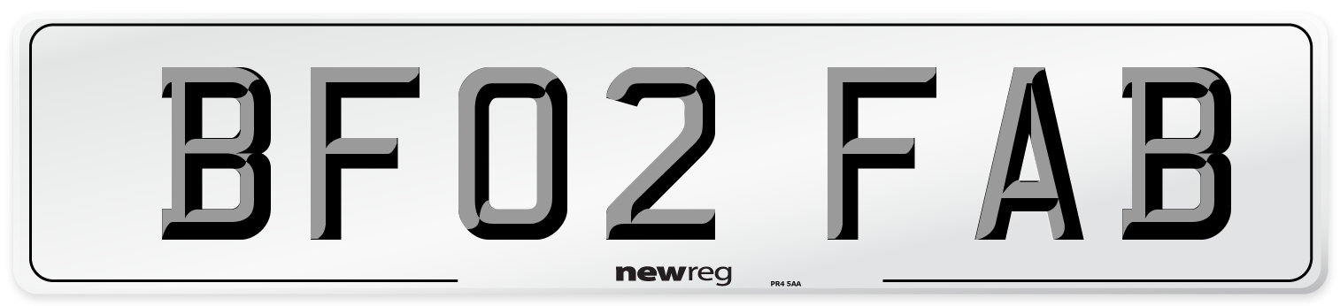 BF02 FAB Number Plate from New Reg